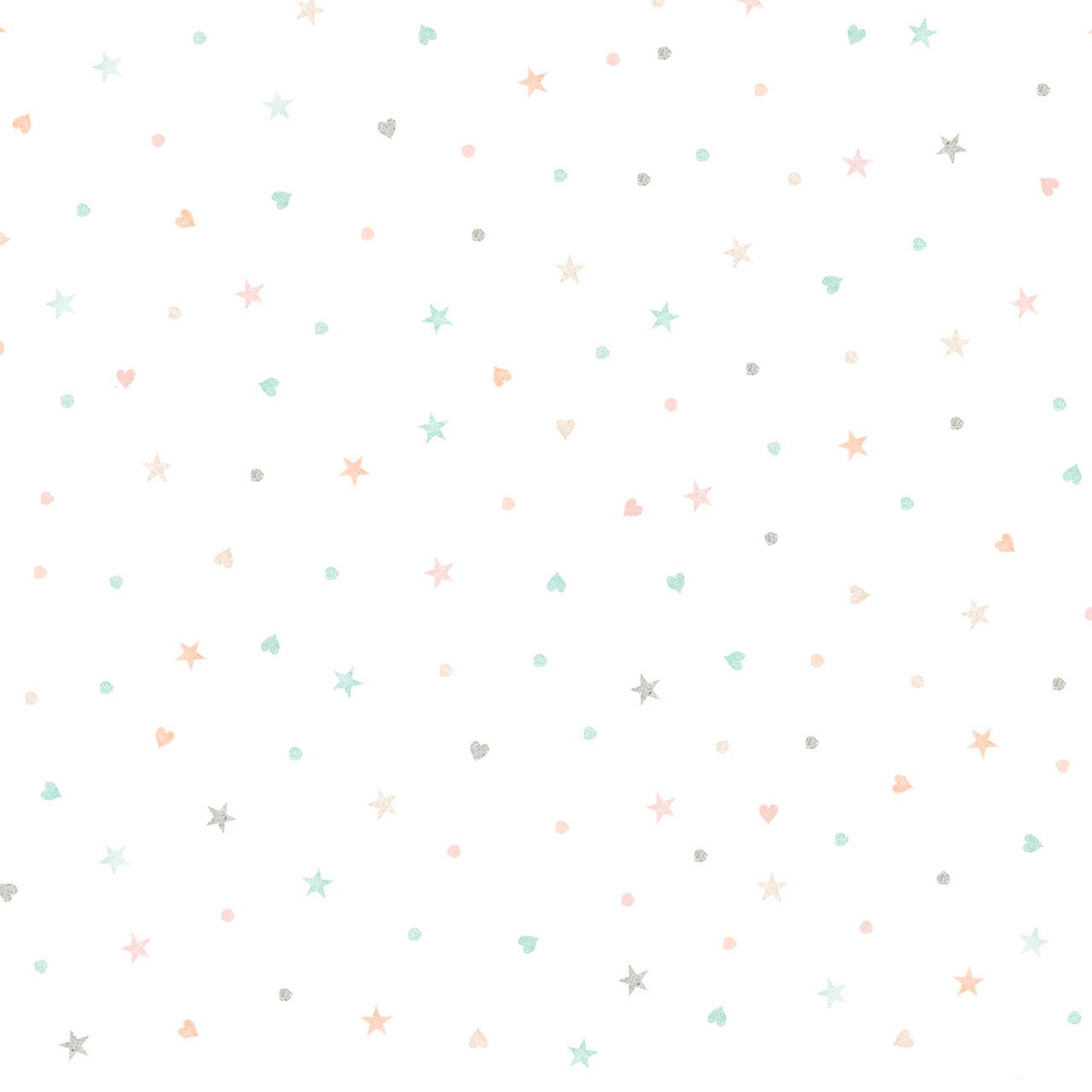 Fabric P & B Textiles White Ditzy Stars and Hearts First Impressions in Flannel by the Quarter Yard FIMF-6021-WMU